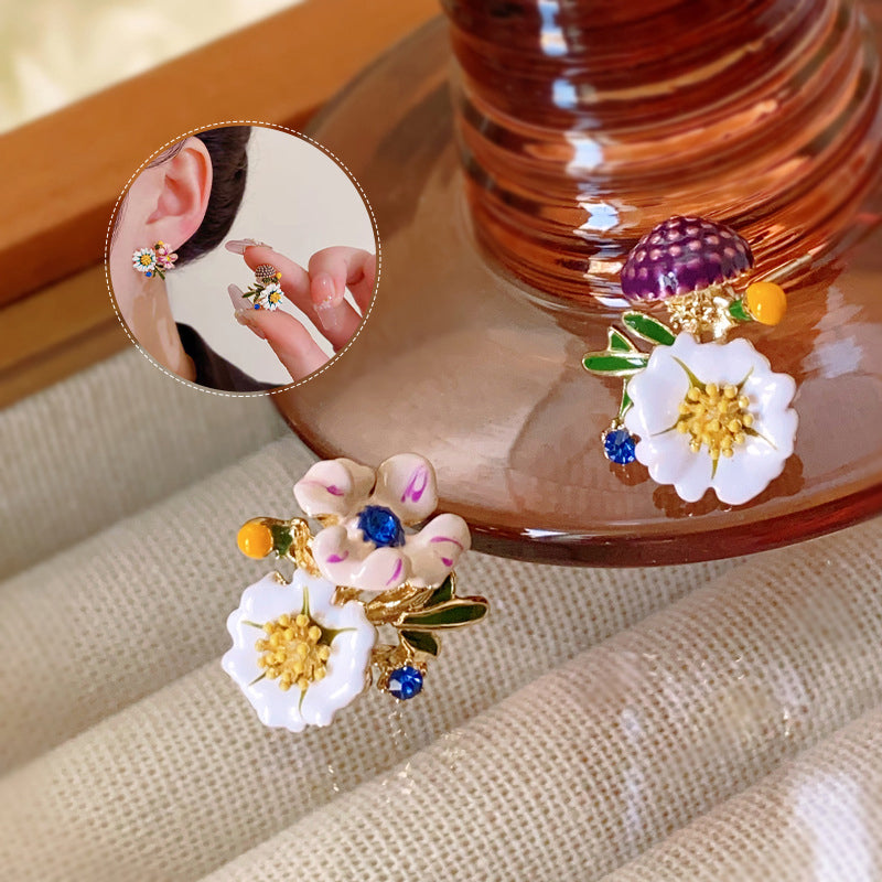 Daisy Flower asymmetrische oorbellen