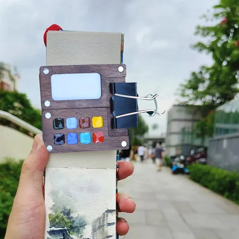 Draagbaar walnoot Waterverf palet