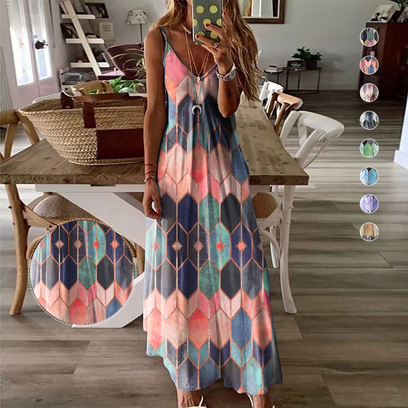 Mouwloze jurken met geometrische print voor dames