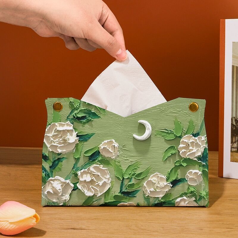 Weefseldoos met olieverf print