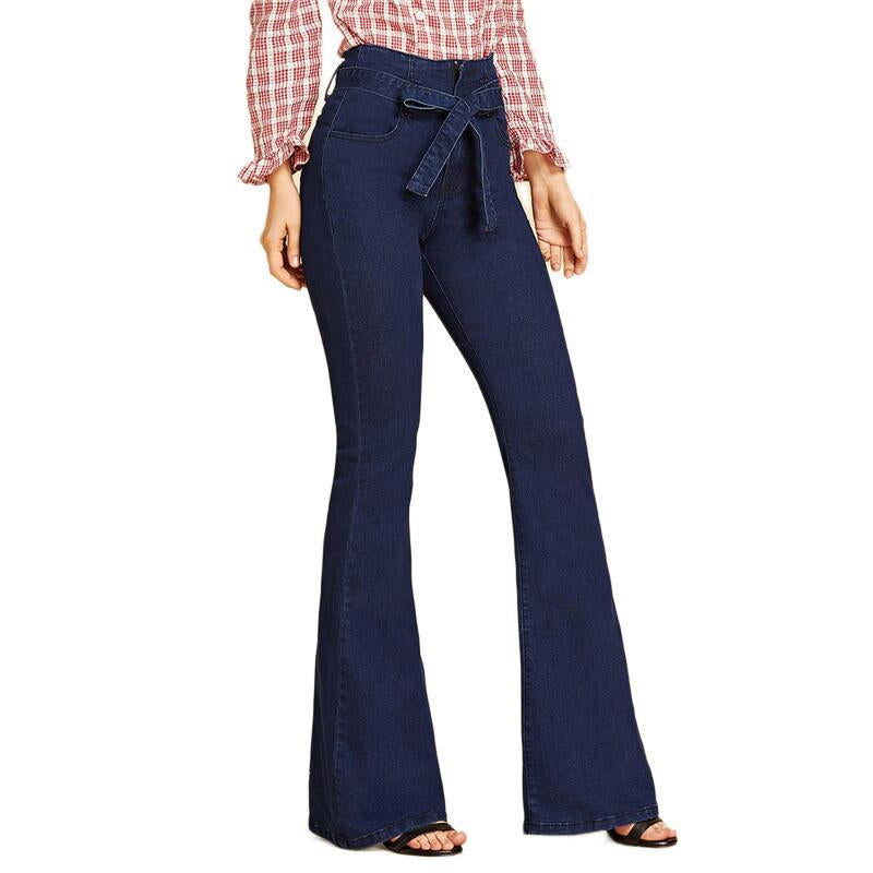 Dames Hoge Taille Wijde Benen Denim Jeans