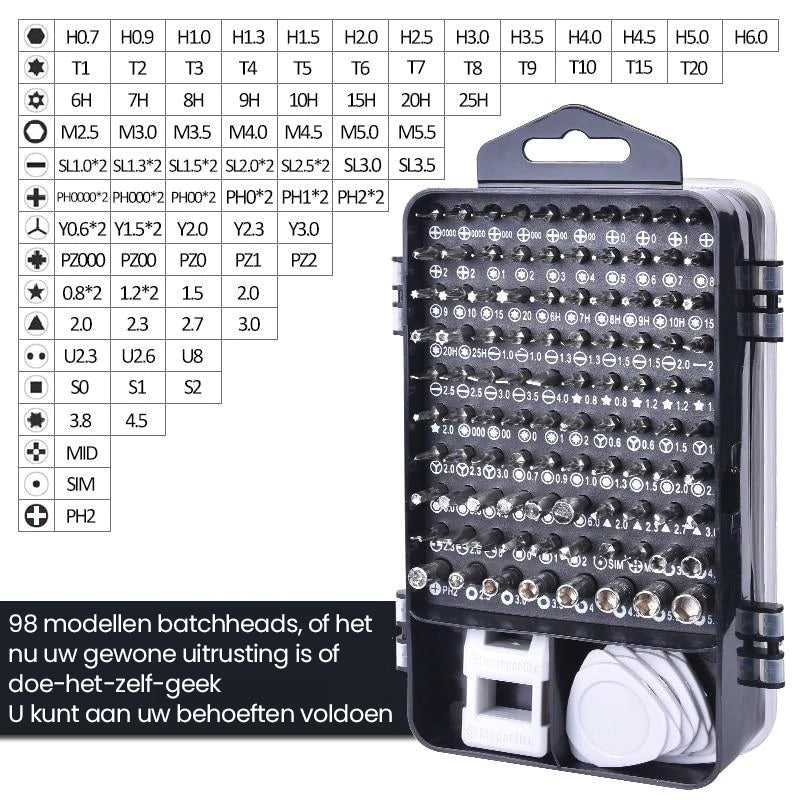 Multifunctionele extra harde 115 in 1 schroevendraaierset