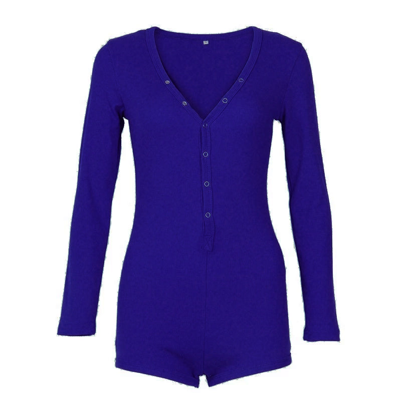 Sexy bodycon bodysuit met V-hals en drukknopen