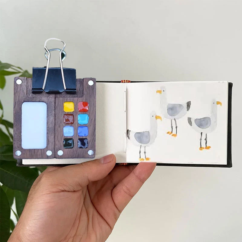 Draagbaar walnoot Waterverf palet