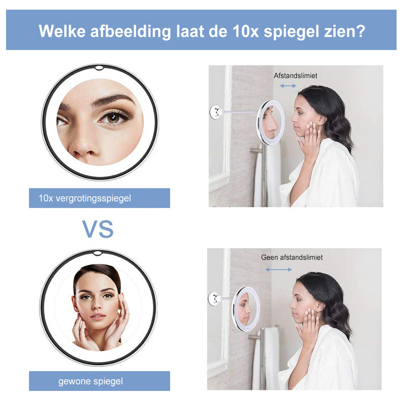 Vergrotende make-upspiegel met LED-licht