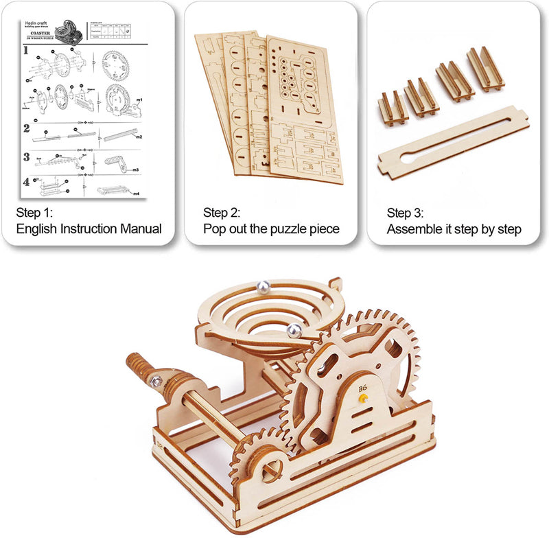 3D houten mechanisch raadsel 4 soorten van Marmer Modelassemblage