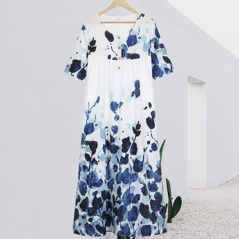 Jurk met V-hals en zak met print