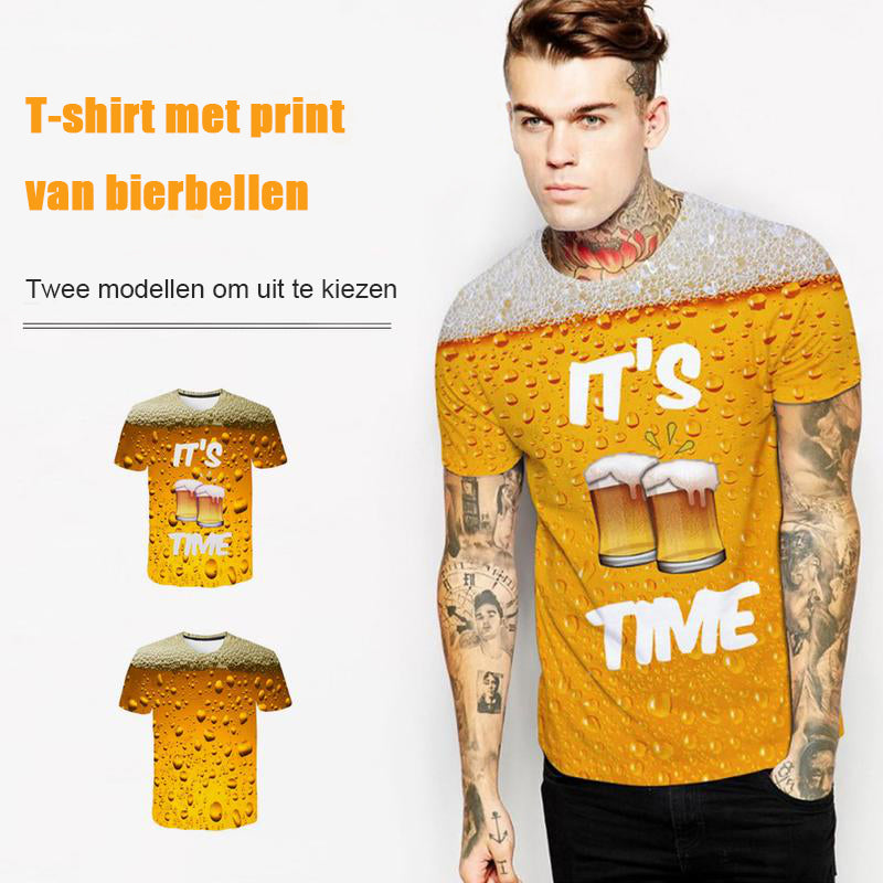 Mode 3D Print Beer Bubble T-shirt met korte mouwen