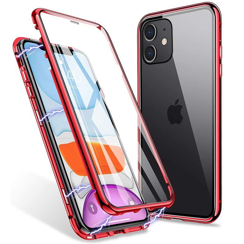 Anti-piep dubbelzijdig magnetisch iPhone-hoesje van gehard glas