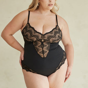 Sexy kanten bodysuit met diepe V-hals
