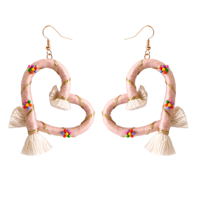 Hart met de hand geweven oorbellen