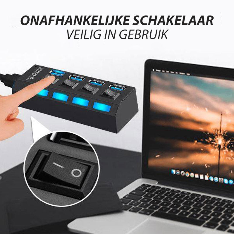 USB-hub met meerdere poorten en hoge snelheid