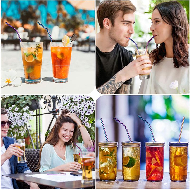 Veelkleurige herbruikbare roestvrijstalen rietjes