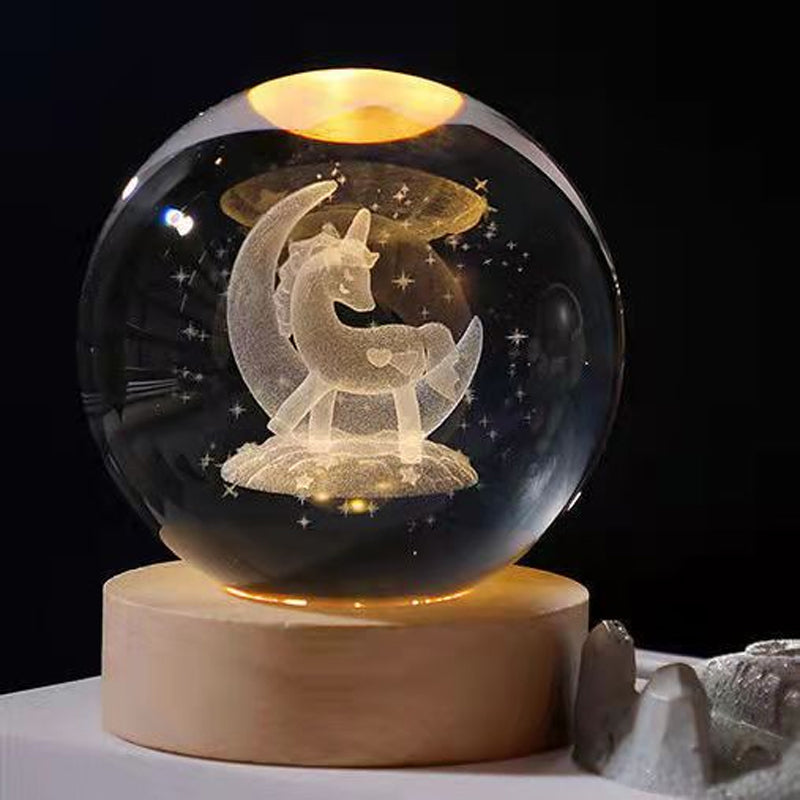 Gloeiend nachtlampje met kristallen bol