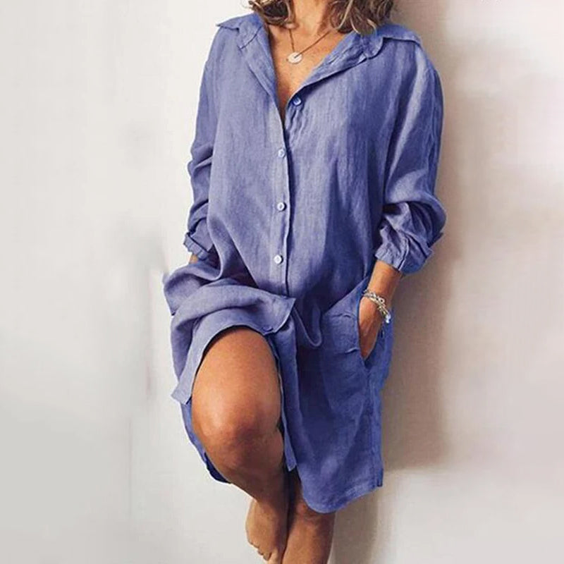 Casual overhemdjurk van puur katoen voor dames