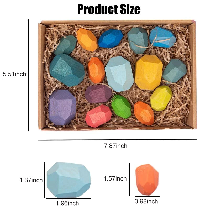 Houten stenen set balancerende blokken speelgoed