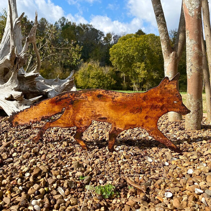 Rustieke metalen vos tuindecoratie