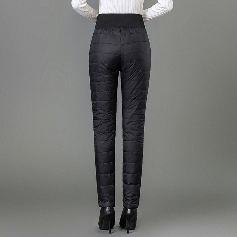 Lichte donzen broek met hoge taille