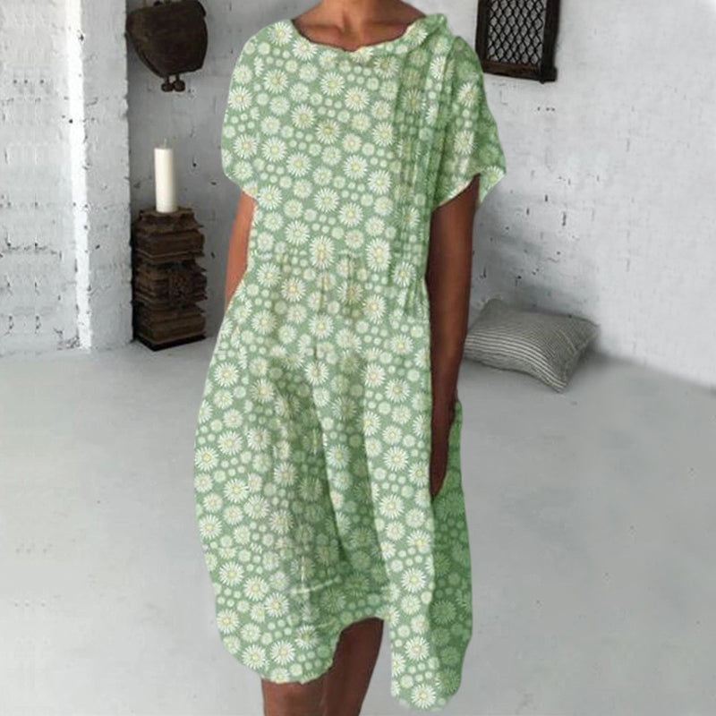 Midi-jurk met zonnebloemprint