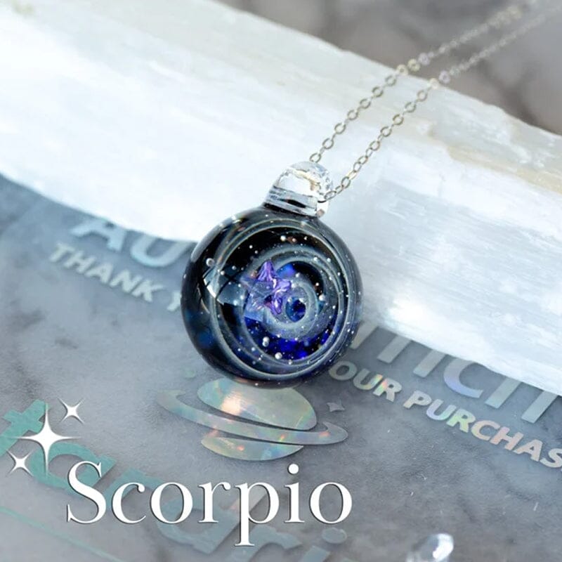 Kosmische sterrenhemel glazen kralen hanger ketting