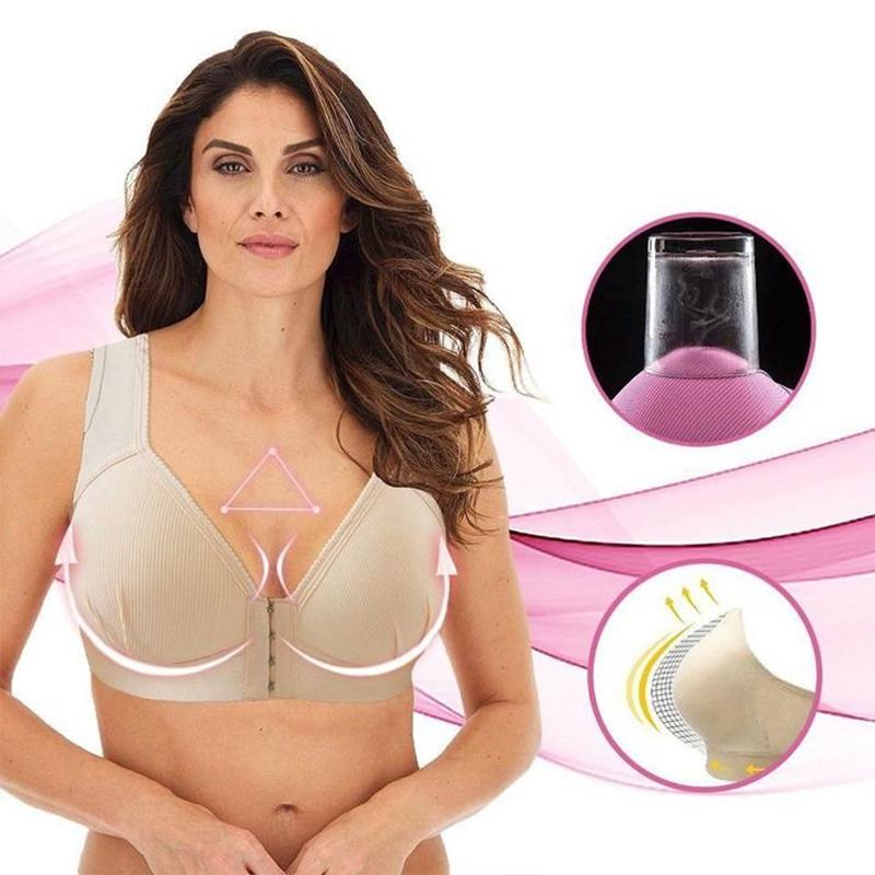 Plus size voorsluiting elastische push-up comfort bh