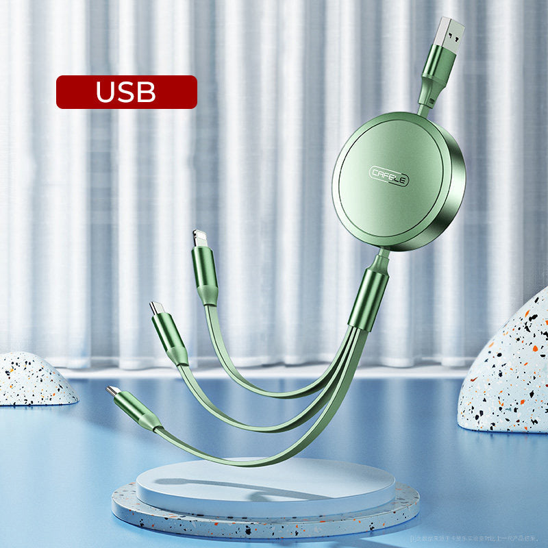 Intrekbare drie-in-één datakabel