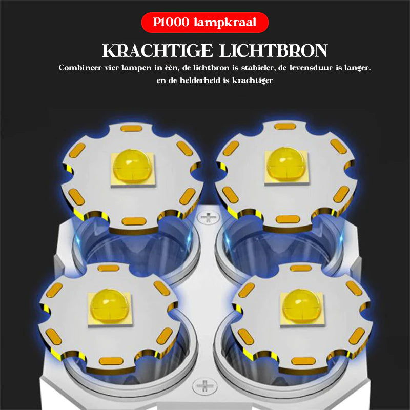 4 lampkralen LED multifunctionele zaklamp met sterk licht