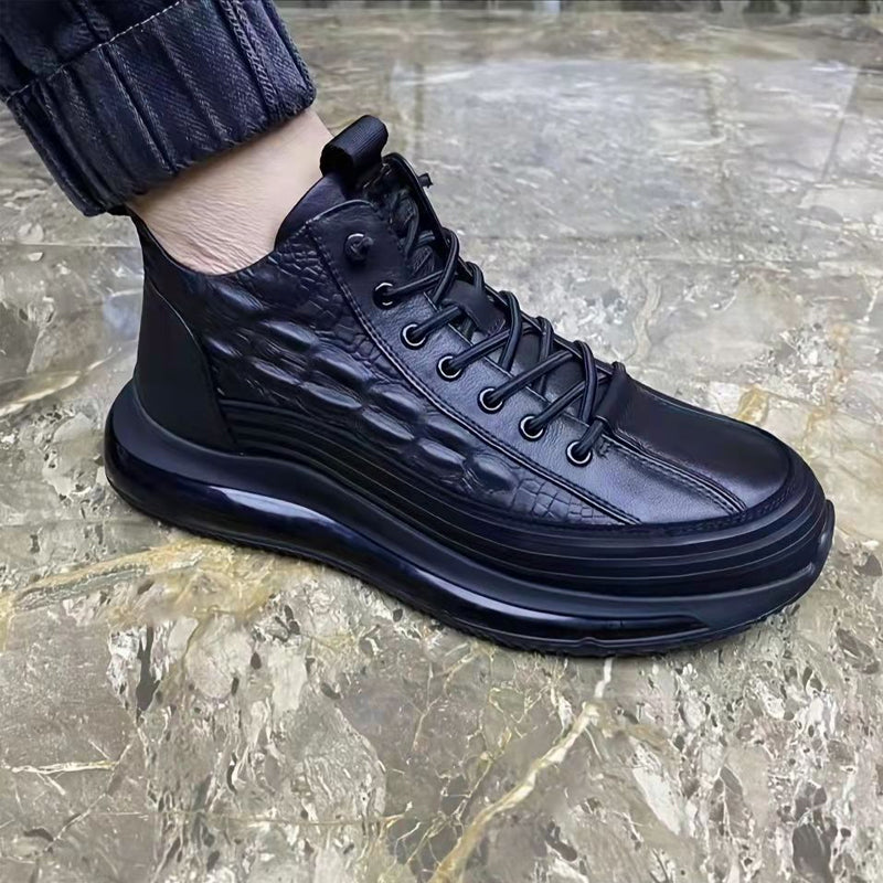Sneakers met krokodillen print van koeien huid