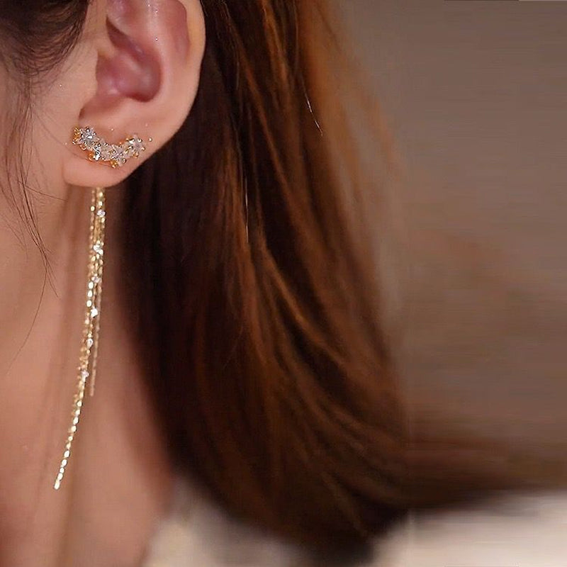 Zirkoon kwastje lange ketting oorbellen