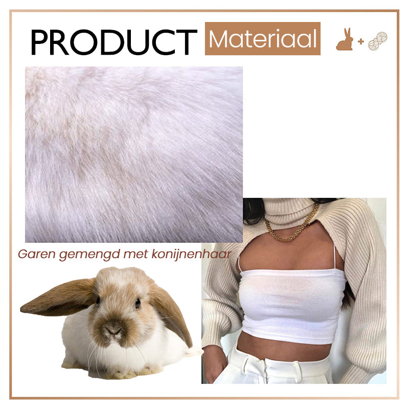 Trui met hoge hals en effen bloeiermouwen