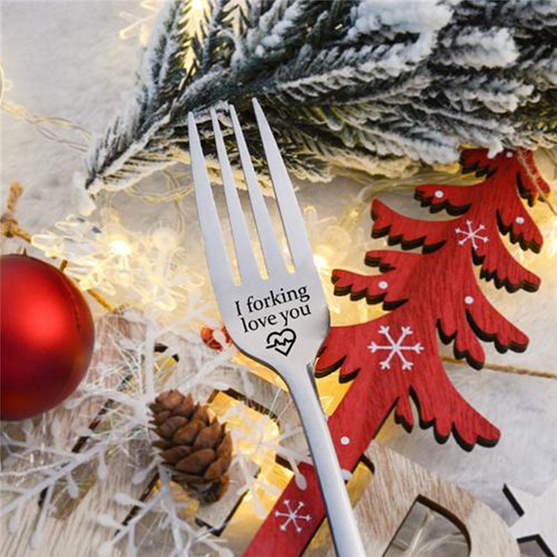 Gegraveerde vork geschenk