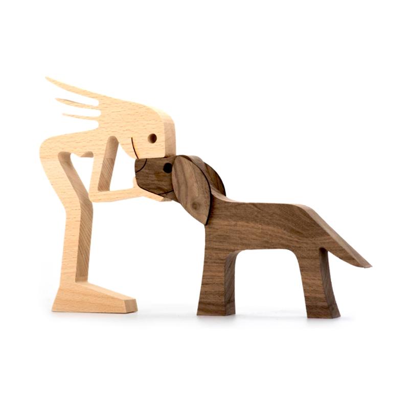 Dierenliefhebber - Tafelornamenten met houten sculptuur