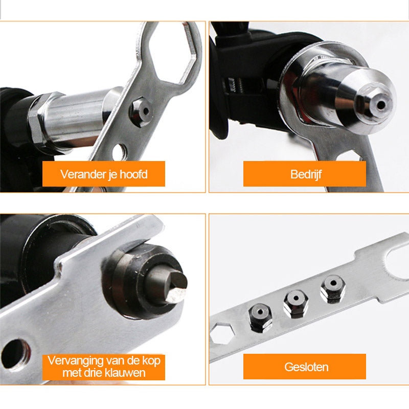 Professionele klinknagelpistooladapterset 🛠Met 4 stuks verschillende mondstukbouten