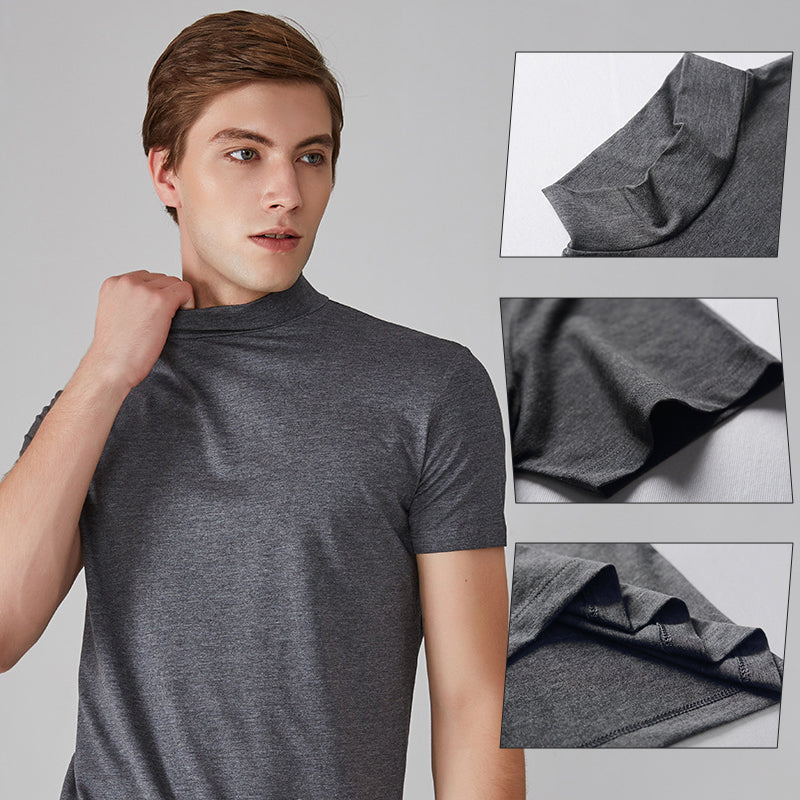 Slim-fit T-shirt voor heren met opstaande kraag