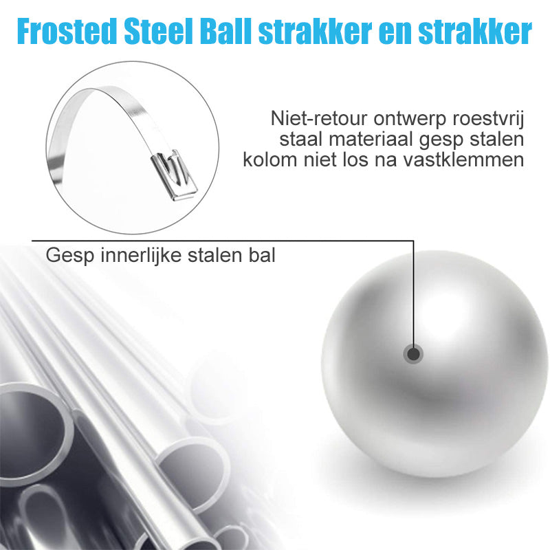Multifunctionele vergrendelbare metalen kabelbinders (100 stuks)