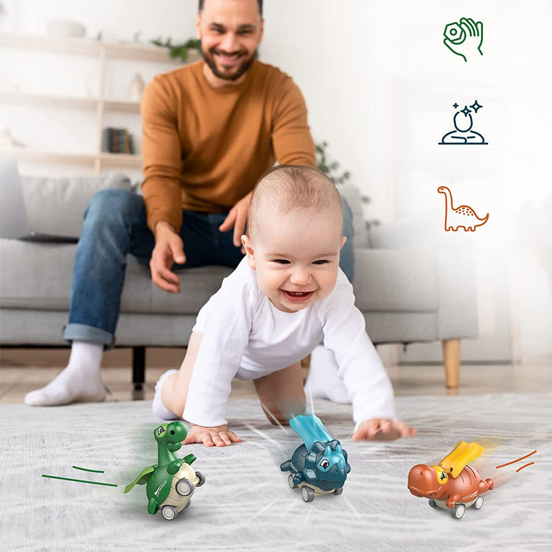 Door een pers aangedreven speelgoeddinosaurusauto