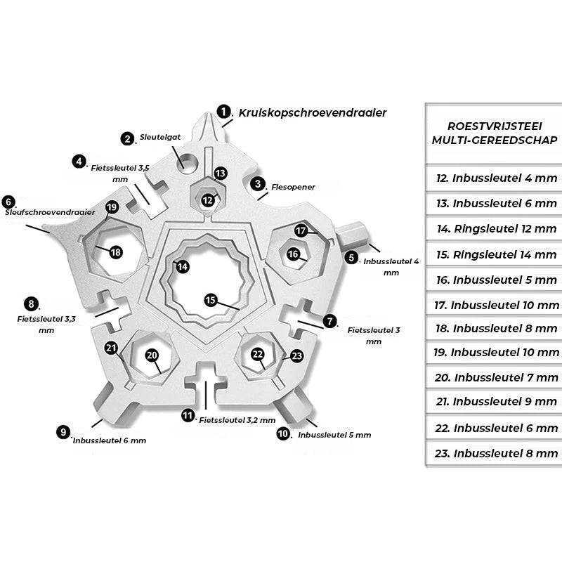 23-in-1 vijfhoekig zak gereedschap