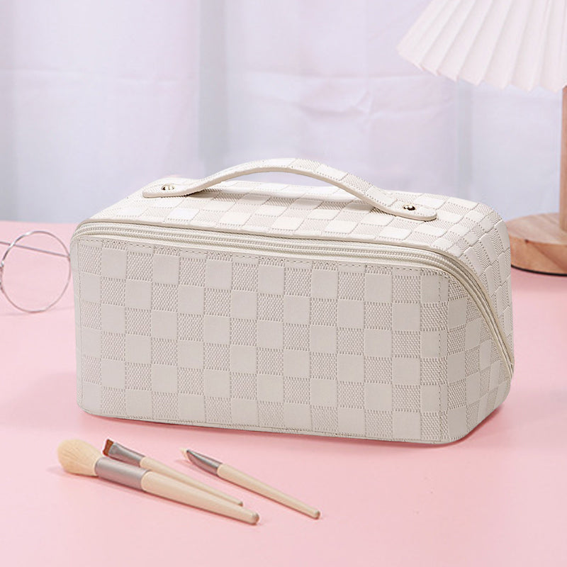 Vintage geruite make-up tas