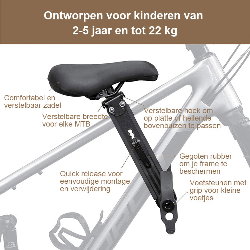 Voorgemonteerd kinderfietszitje en leuning