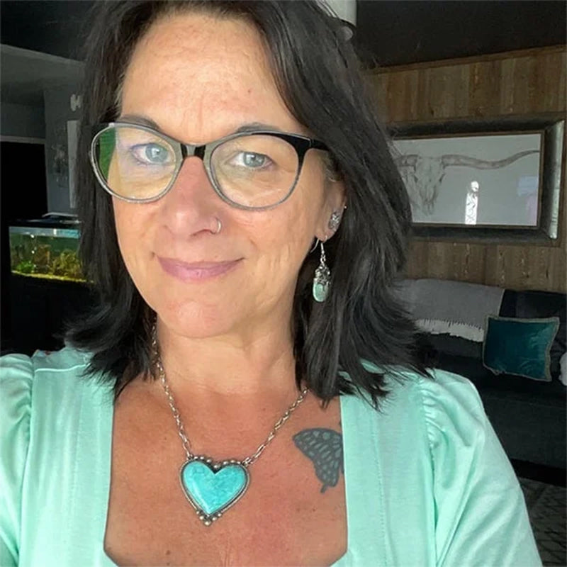 Boho Turkoois Hart Hanger Ketting