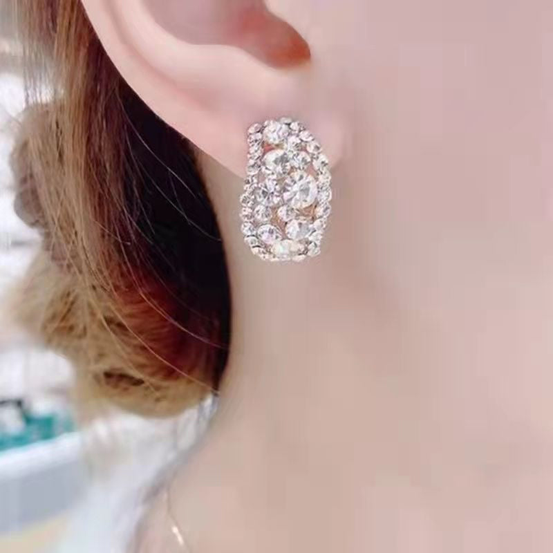 Glitter oorbellen met volledige strass-uitsparing