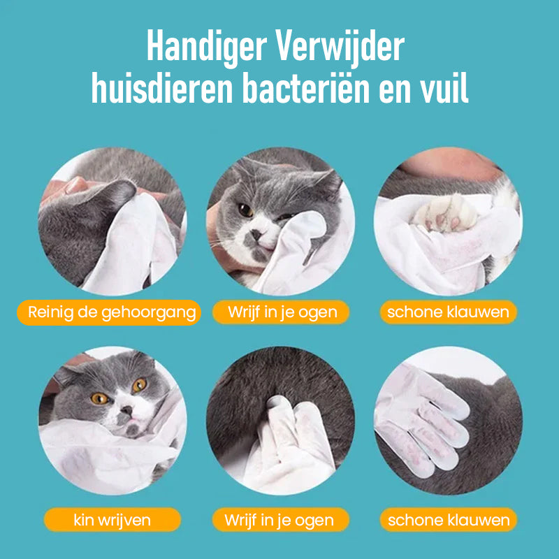Handschoendoekjes voor het verzorgen van huisdieren