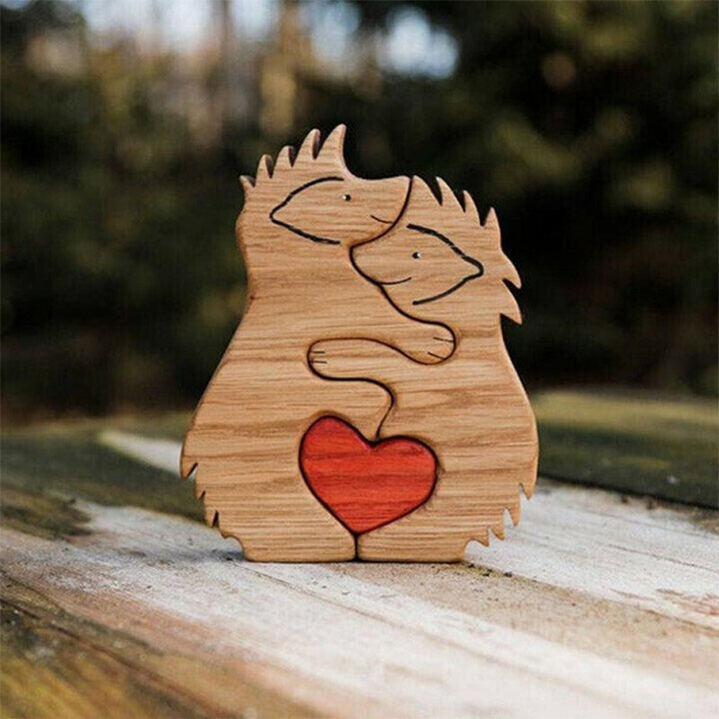 Dieren knuffelen decoratie gemaakt van hout