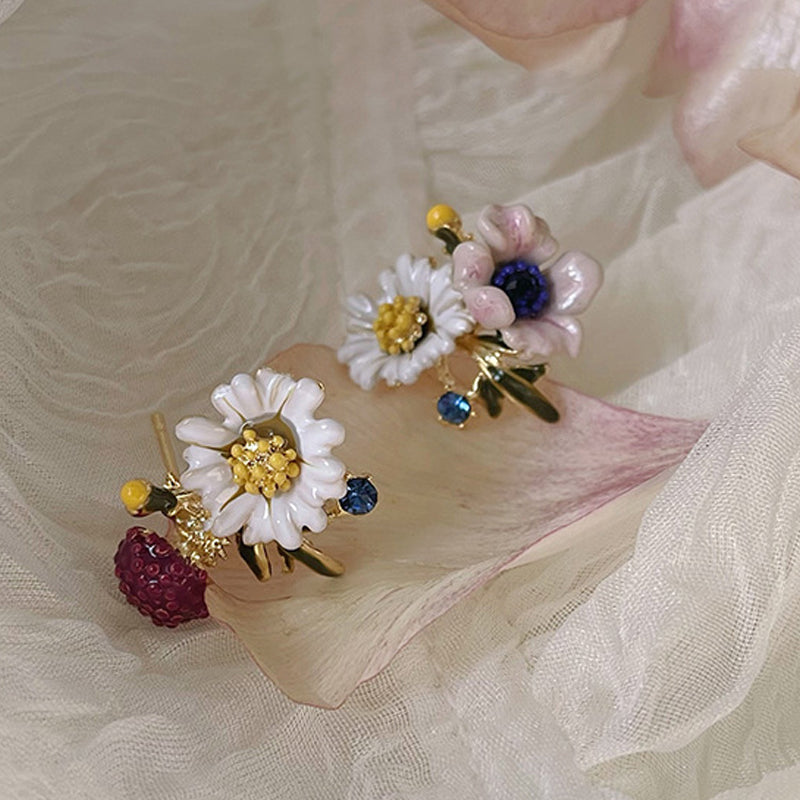 Daisy Flower asymmetrische oorbellen