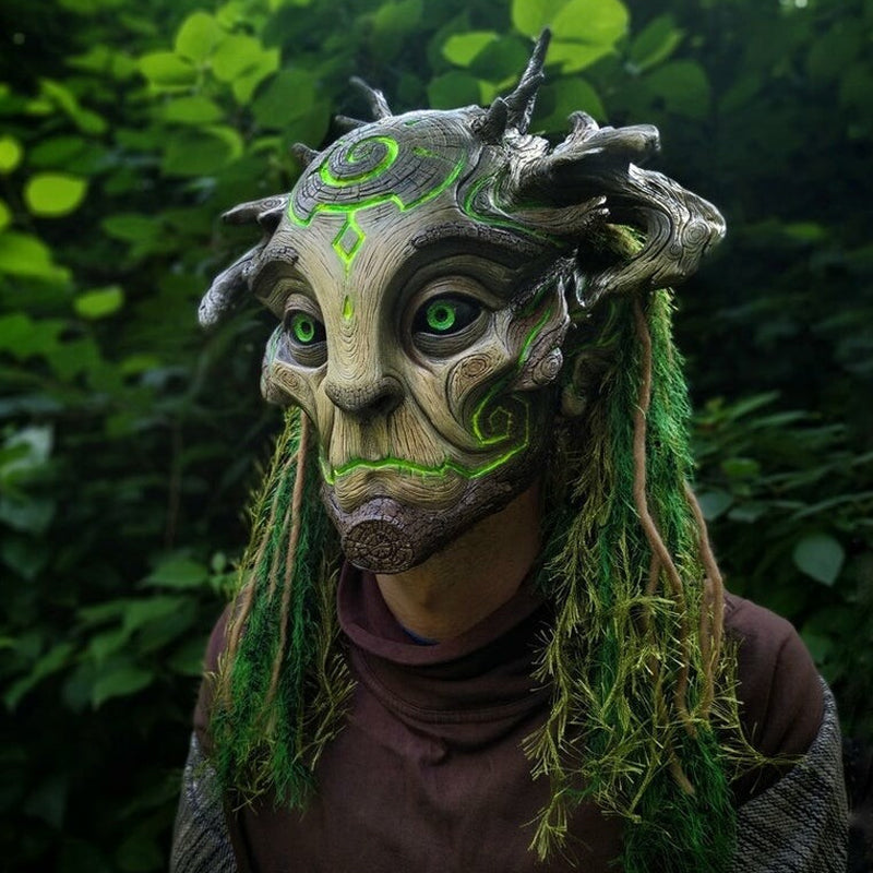 Forest Spirit Mask Halloween-Masker Met Groene Lichtogen