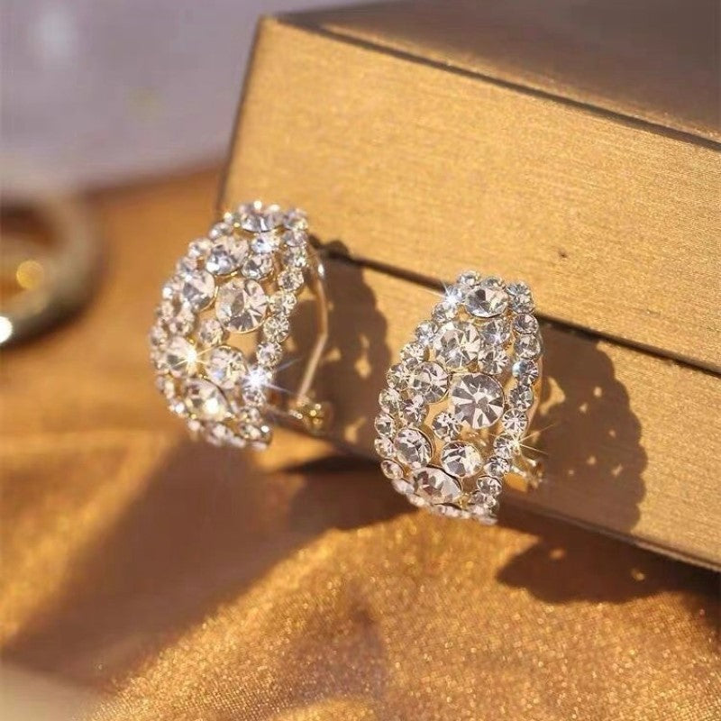 Glitter oorbellen met volledige strass-uitsparing