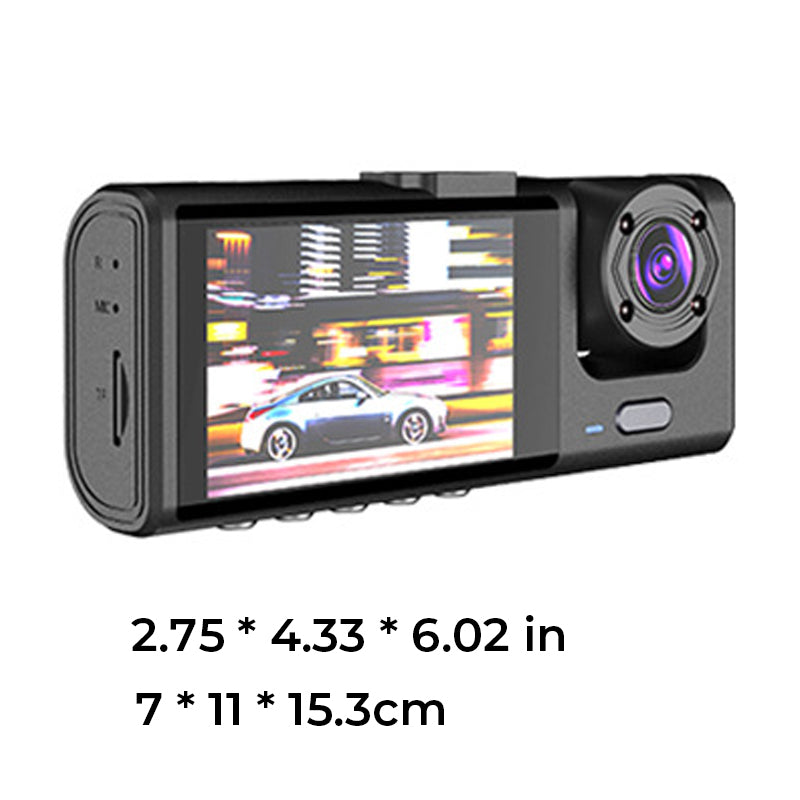 Nachtzicht drievoudige lens 1080p rijrecorder