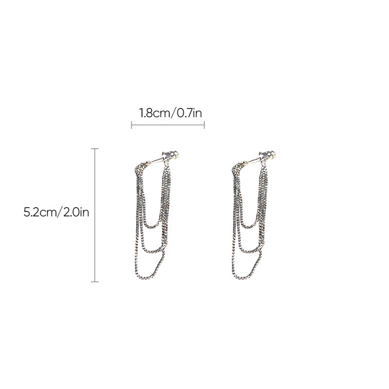 Zachte zilveren ketting kwast oorbellen