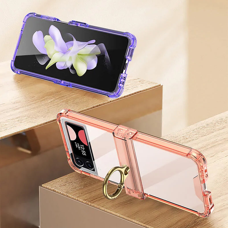 Zachte doorzichtige hoes met ring voor Samsung Galaxy Z Flip4