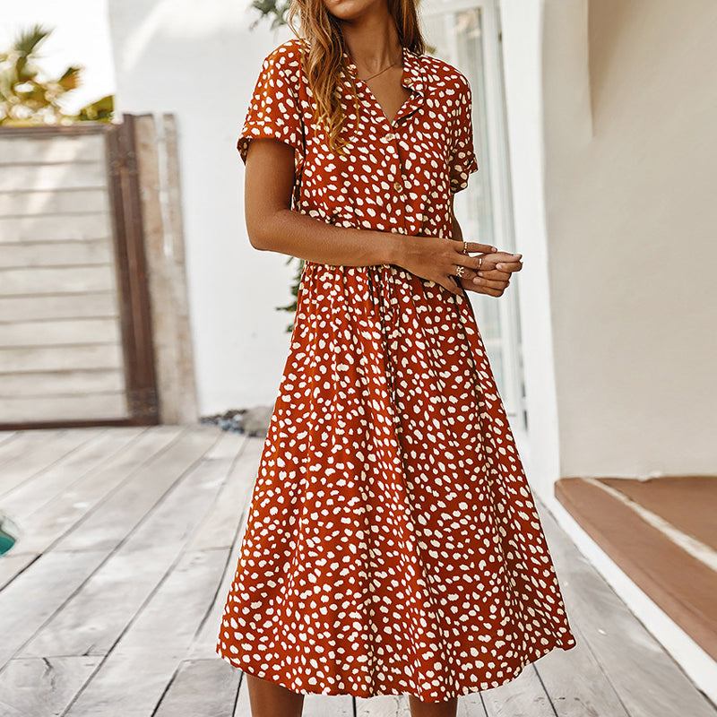 V-neck polka dot dress